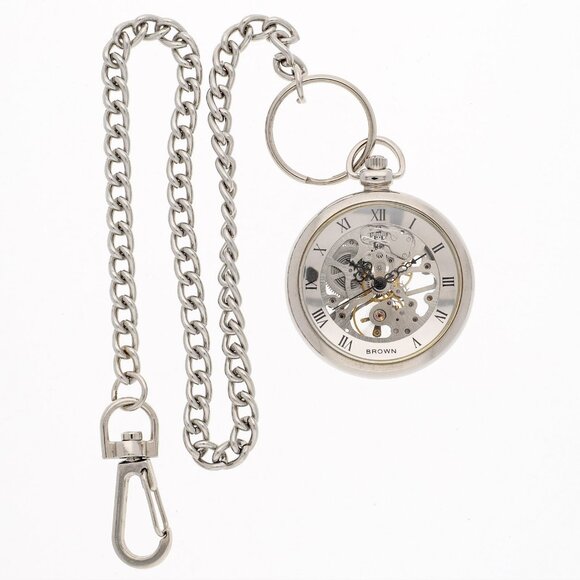 Brown Pocket watch skeleton SS MN - Picture 1 of 4